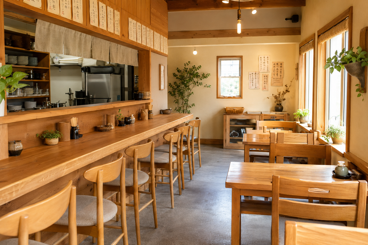 木の温もりがある、ひなたの明るい店内