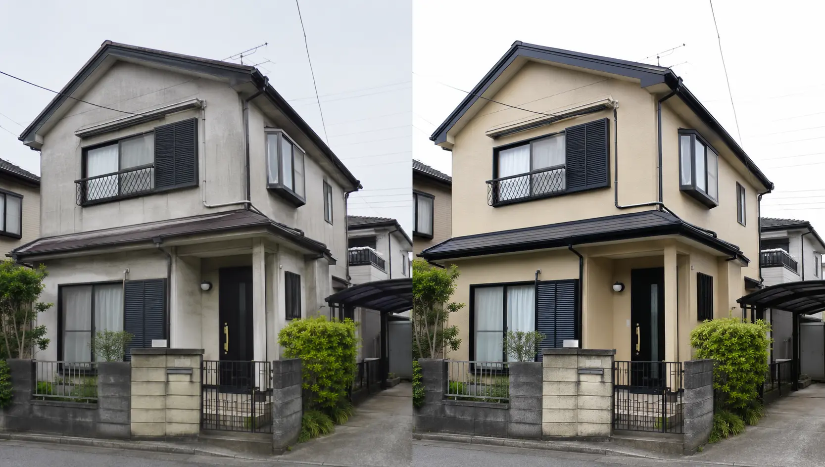 傷んだ外壁と屋根をまとめて補修の施工前・施工後